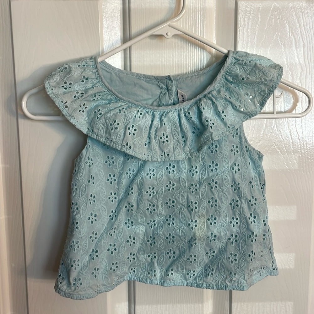 Janie and Jack Blue Eyelet Shirt size 5